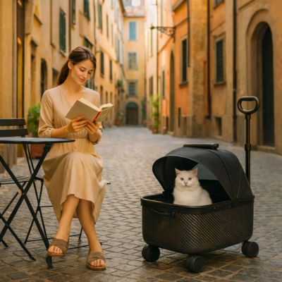 poussette pour chat noire