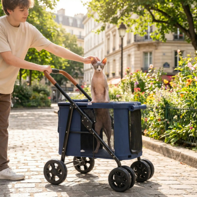 poussette pour chaton pliable et compacte accès facile