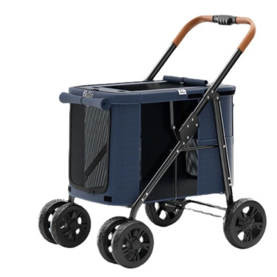 poussette pour chaton pliable et compacte bleu