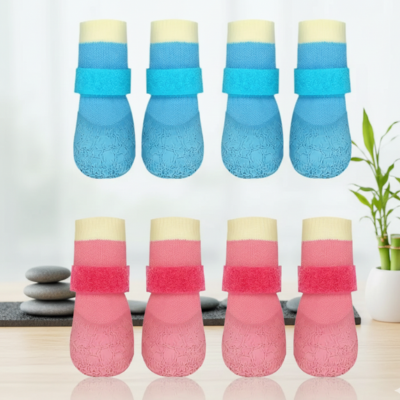 protège-pattes chat ensemble rose et bleu pâle