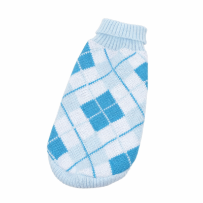 pull pour chat sphynx tricot bleu plaid