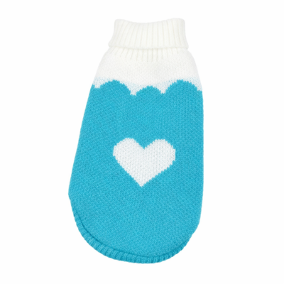 pull pour chat sphynx tricot bleu coeur