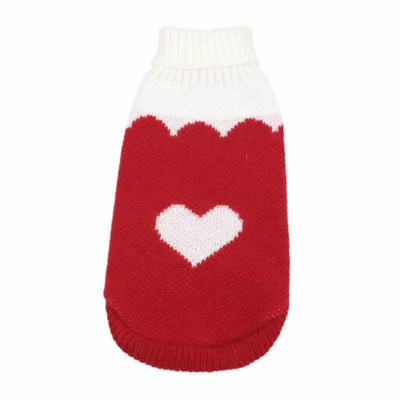 pull pour chat sphynx tricot rouge coeur