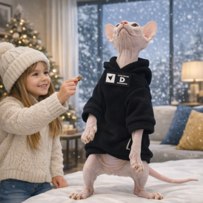 pull pour chat sphynx Sweat Mode chat debout