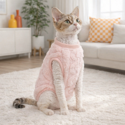 pulls pour chats sphynx douillet rose chat devant
