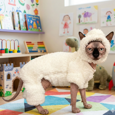 pyjamas pour chats sphynx Mouton Jersey sur chat