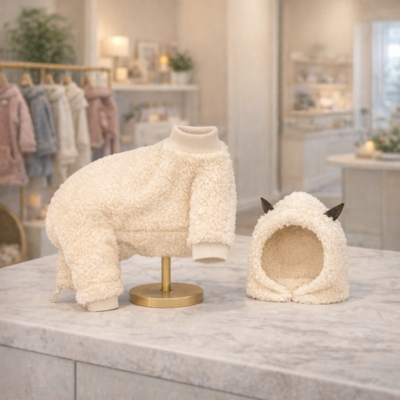 pyjamas pour chats sphynx Mouton Jersey sur présentoir