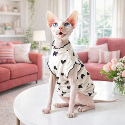 robe pour chat sphyn crème sur chat