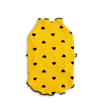 robe pour chats sphynx motifs coeurs jaune