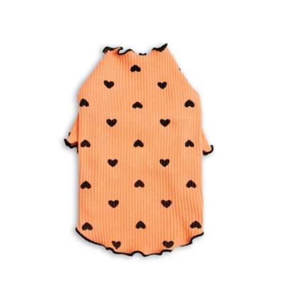robe pour chat sphynx motifs coeurs orange