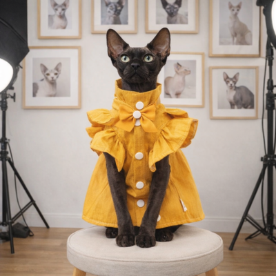robe pour chat sphynx mignonne jaune photo