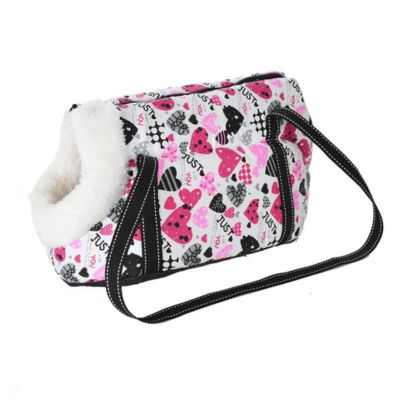 sac à chat transport Toutes Saison coeurs avec fourrure