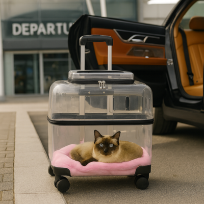 sac à chat transport transfrontalier transparent chat