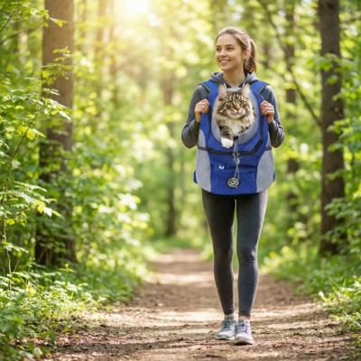 sac à dos pour chat Aventure Plus bleu sur le devant