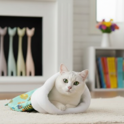 sac de couchage chat poisson et chat