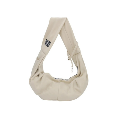sac de transport chat à bandoulière beige