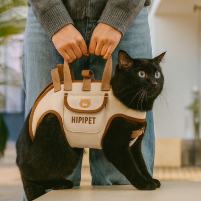sac de transport chat Hipipet beige avec poignées