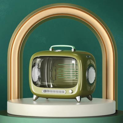 sac de transport chat Télé Rétro kaki sur présentoir