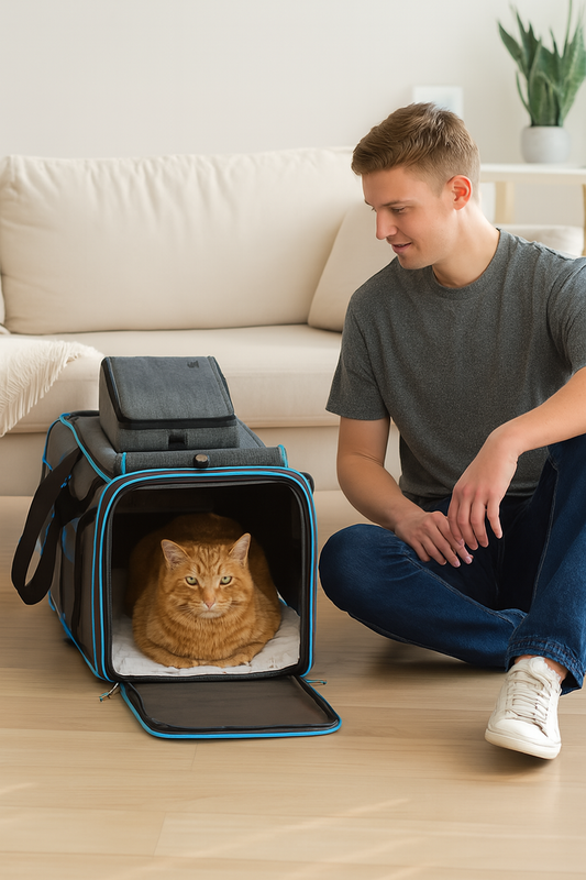 sac de transport pour chat Extensicat bleu imageIA