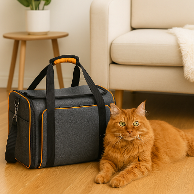 sac de transport pour chat Extensicat orange salon