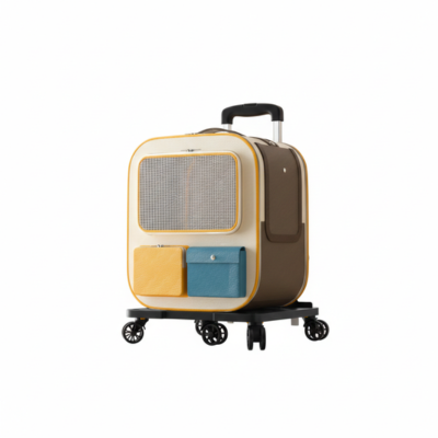 sac de transport pour chat Hipipet jaune et bleu avec chariot