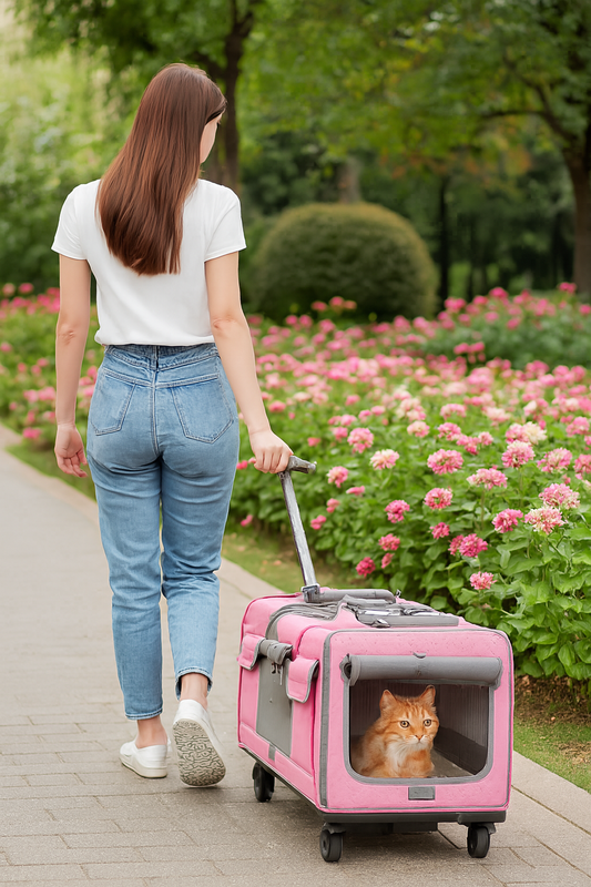 sac de transport pour chat RollACat rose imageIA