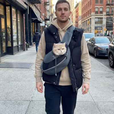 sac de transport pour chat Décontracté gris et noir