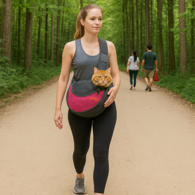 sac de transport pour chat Décontracté rose et noir
