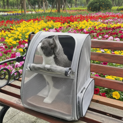 sac tansport chat transfrontalier gris chat intérieur