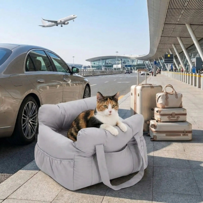 siège auto chat En Voiture gris pour voyage