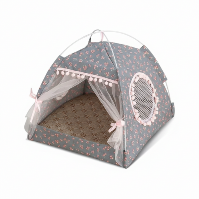 tente pour chat pliable design grise