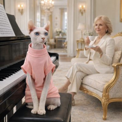 vêtement pour chats sphynx en coton rose