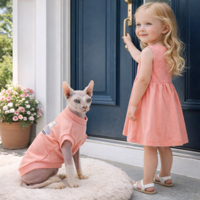 vêtements pour chats sphynx en coton rose