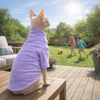 vêtements pour chat sphynx mauve