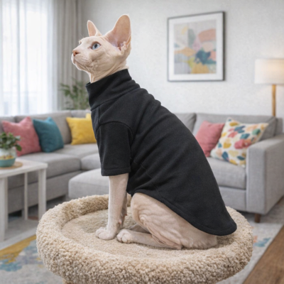 vêtements pour chat sphynx noir sur chat