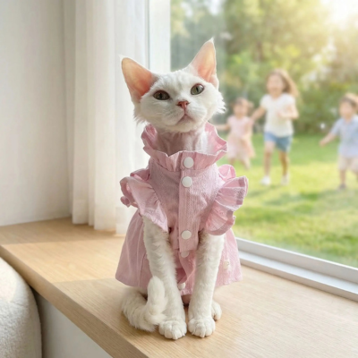 vêtements pour chat sphynx rose sur chaton